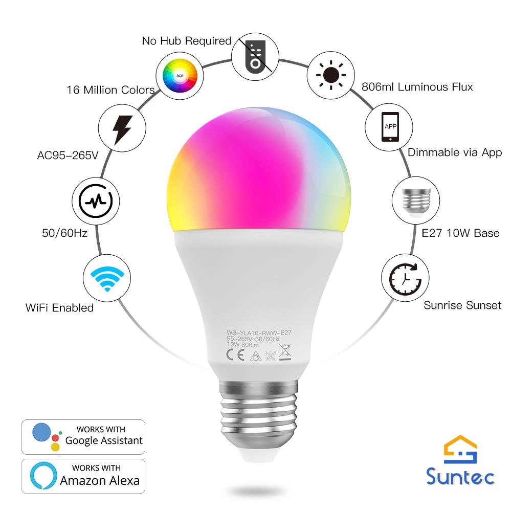 Precio Mayorista/Proveedor WiFi RGB Bombilla de luz LED inteligente de luz regulable de 10W 14W E27 regulable RoHS CE