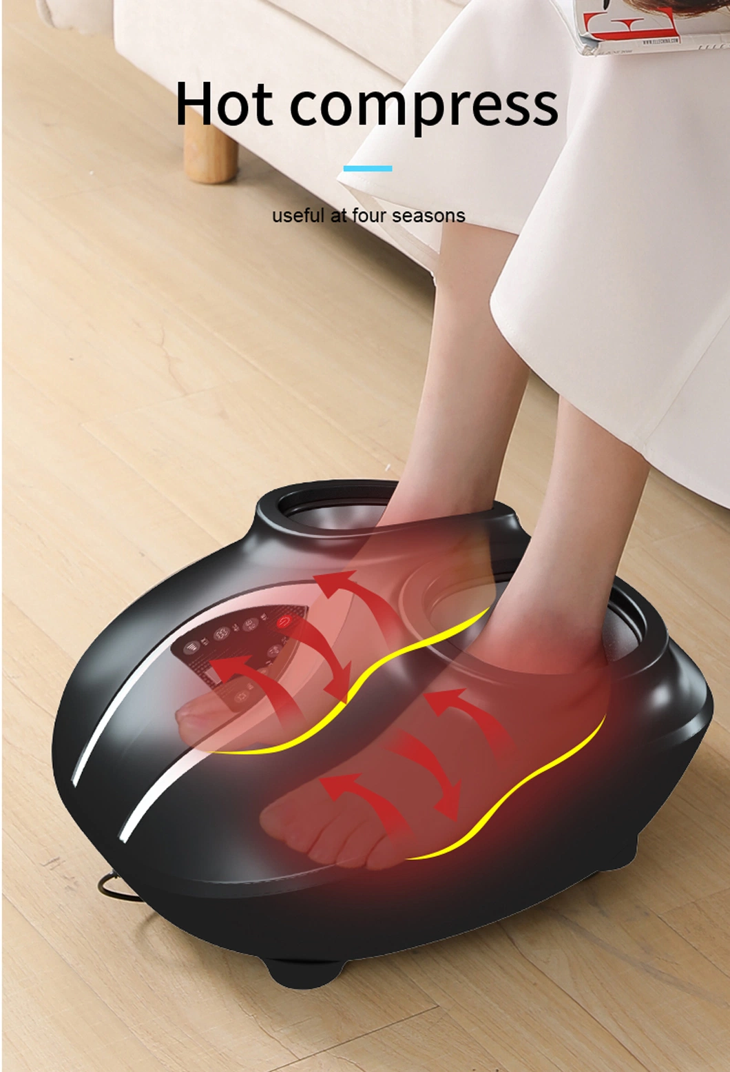 New 4D Airbag Wrapped Kneading Automatic Foot Massager with Heating Squeezing Portable Foot Massage Machine for Relieve Fatigue