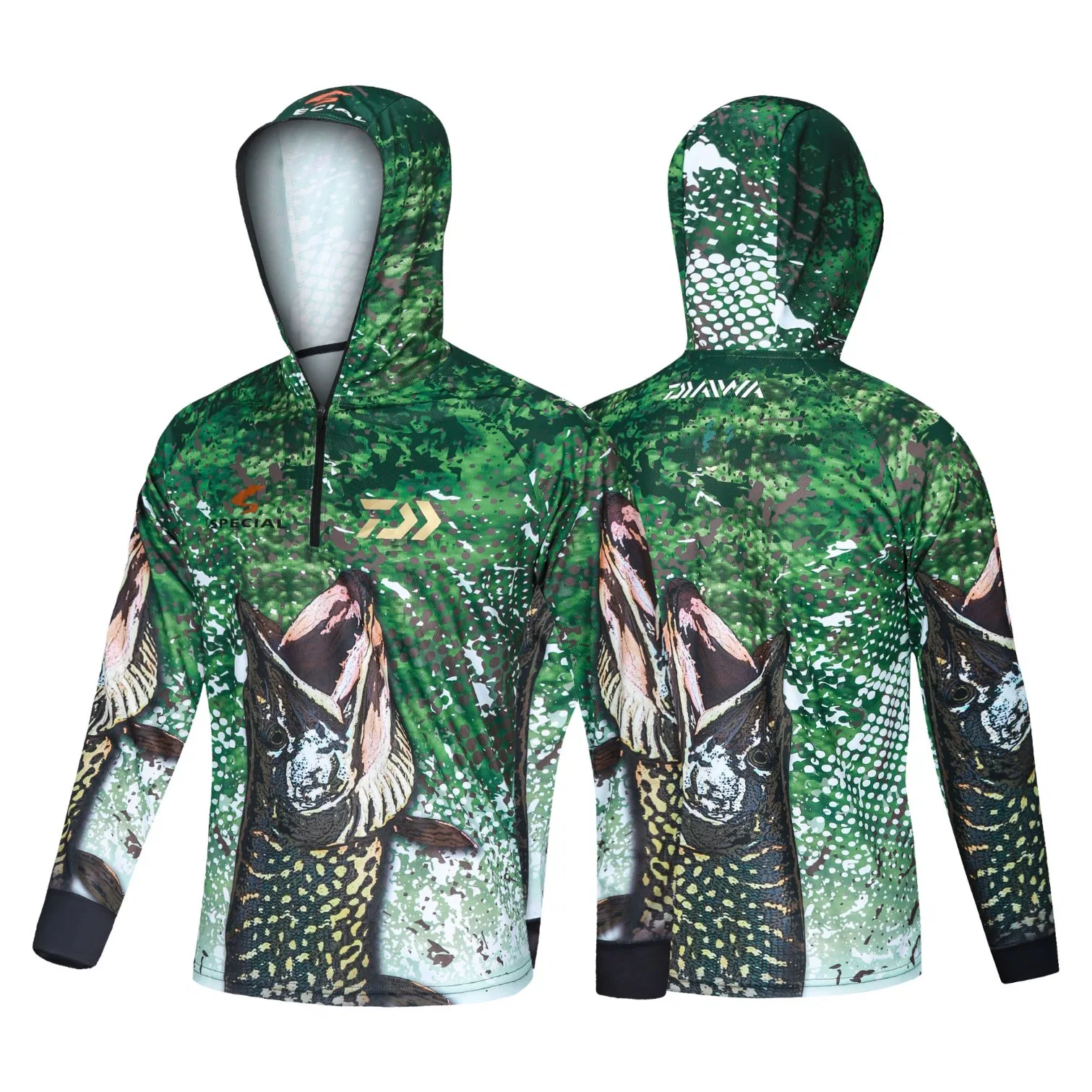 Vestuário de pesca Pesca camuflagem roupas protectores solares respiráveis anti-mosquito Quick Dry Dawa Camisola de Pesca