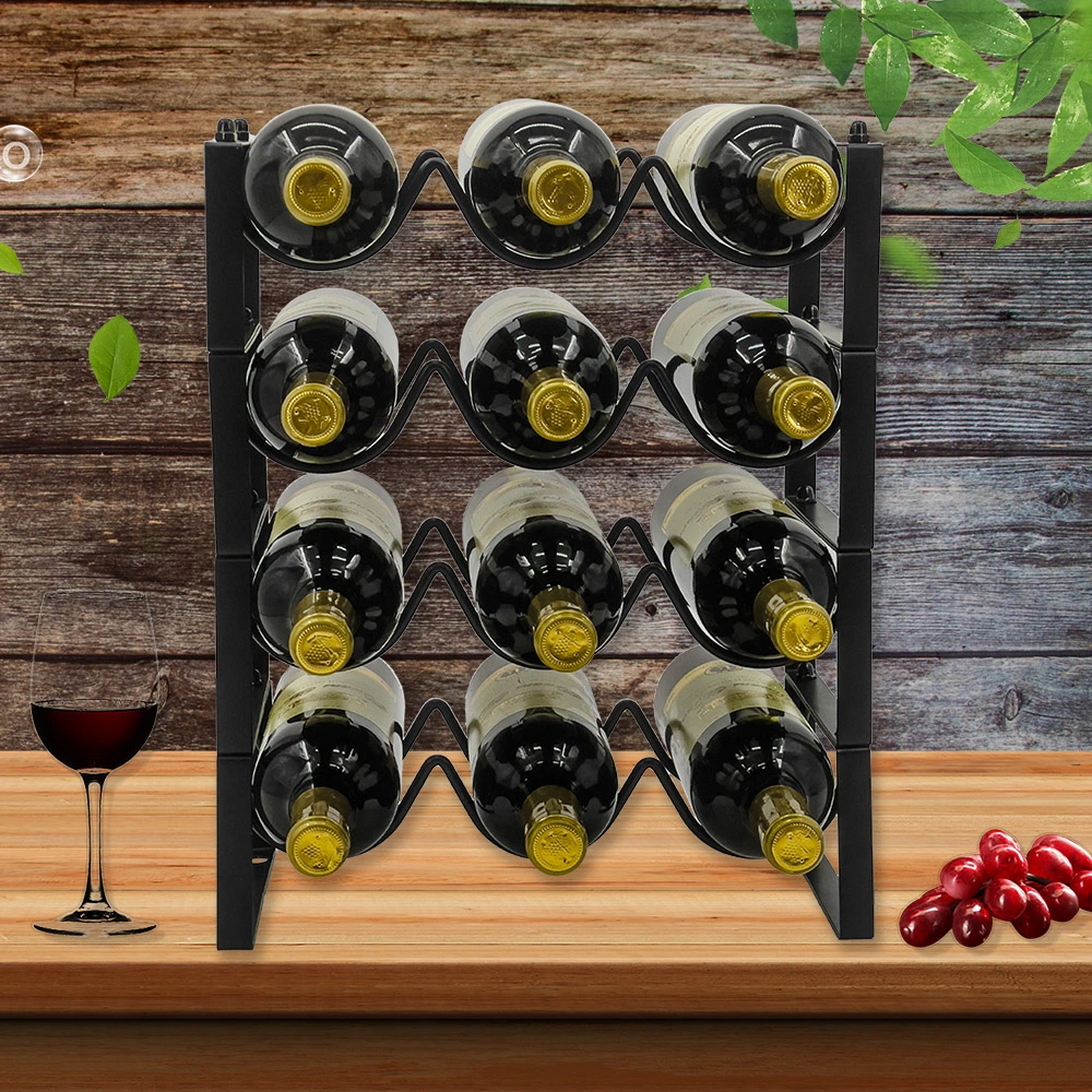 Amazon Hot Sell Carbon Steel Metal Countertop Stackable Wine Holder Storage Rack