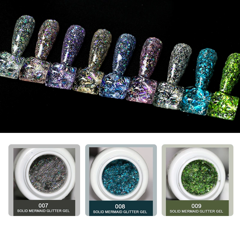 HS 2023 Nueva llegada producto Nail Art Paint 9 Colores sólidos zapatos Glitter Mermaid UV Gel Polish