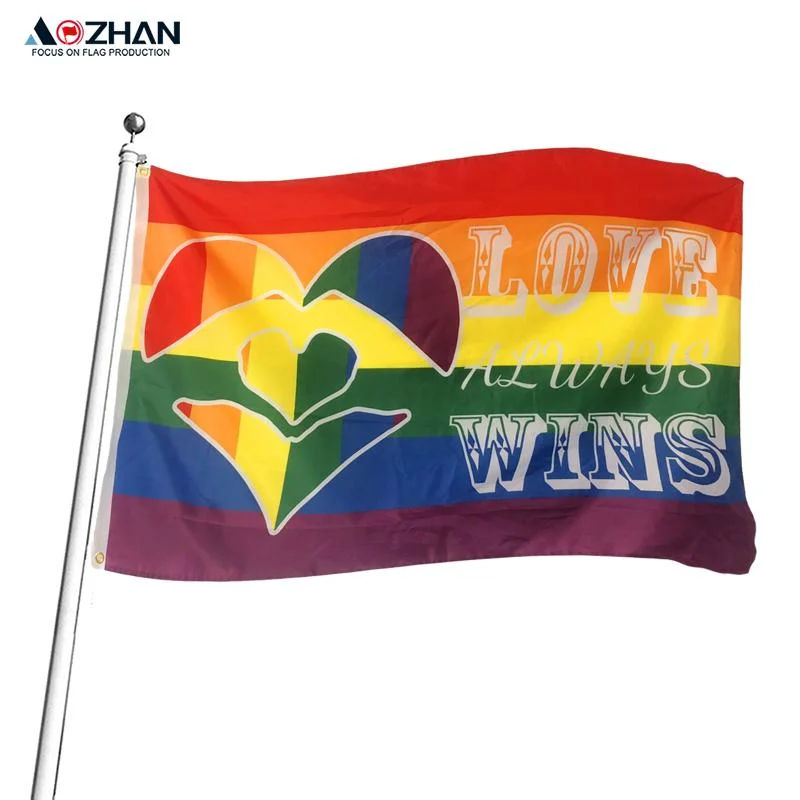 Wholesale Flying 3X5FT Polyester Big Rainbow Lgbt Lesbian Gay Pride Flag Rainbow Flags