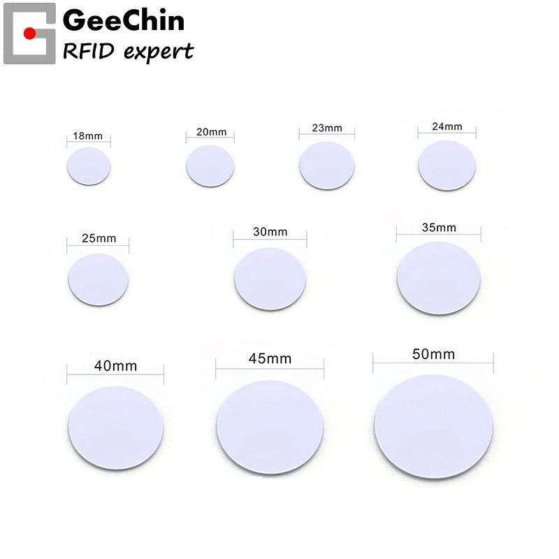 13.56MHz 25mm Diameter PVC 215 Adhesive NFC Coin Tag Token Tag Sticker