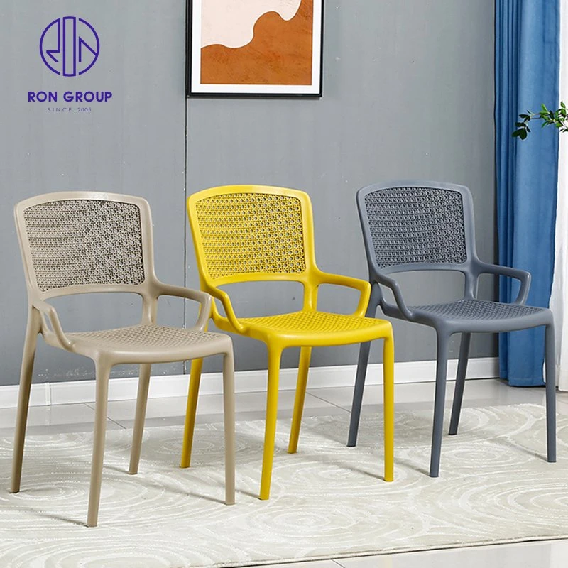 Modern PP Plastic Stackable Restaurant Furniture Colorful Dining Chair with Armrest