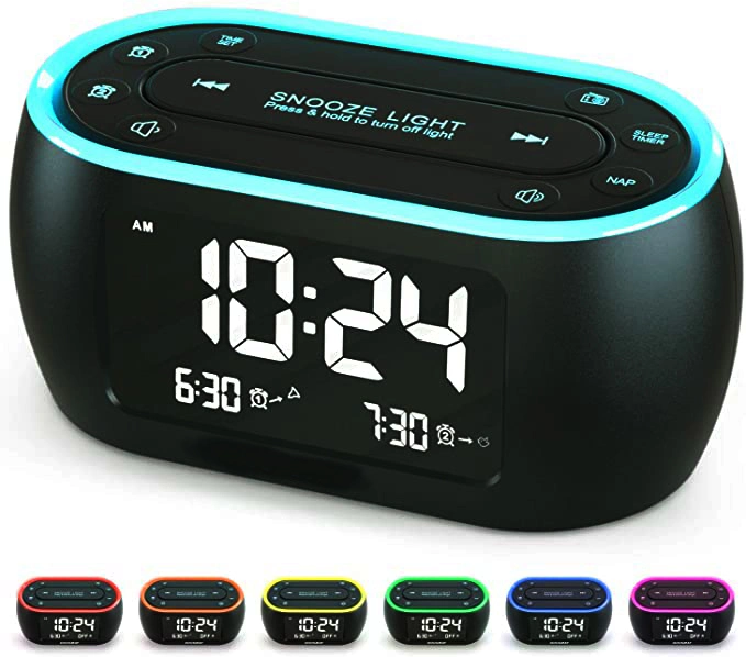 Digital Pll FM Radio Support USB Charging Night Lights Dual Alarm Clock