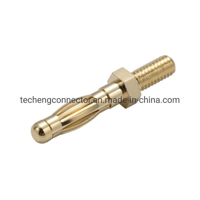 M3, M4, M5 Thread 4mm Banana Test Connector, 4mm Plug, Panel Mount, Gold Plated Multi Contacts