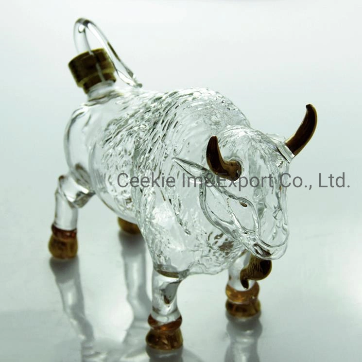 Ox forma animal arte vino Botella de vidrio cristal ganado Don Bull artesanía en vidrio