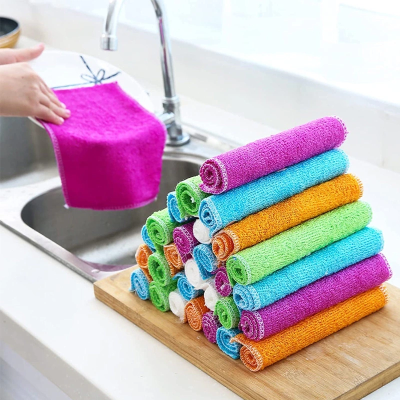 Hot Selling Colorful Wholesale/Supplier Microfiber Bamboo Fiber Towel for Household Cleaning