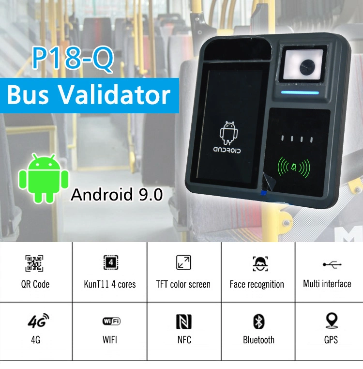 Bus de sistema de pago de Android validador de código QR del lector de tarjetas EMV P18-Q