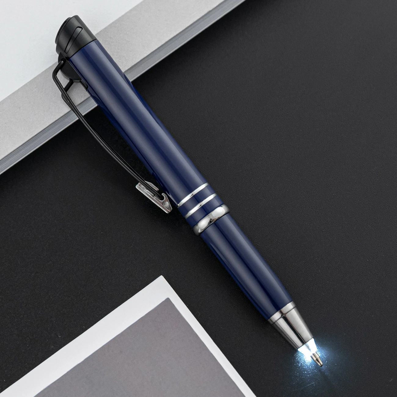 Creative Touch Screen LED Light Pen Office Metal ball Pen