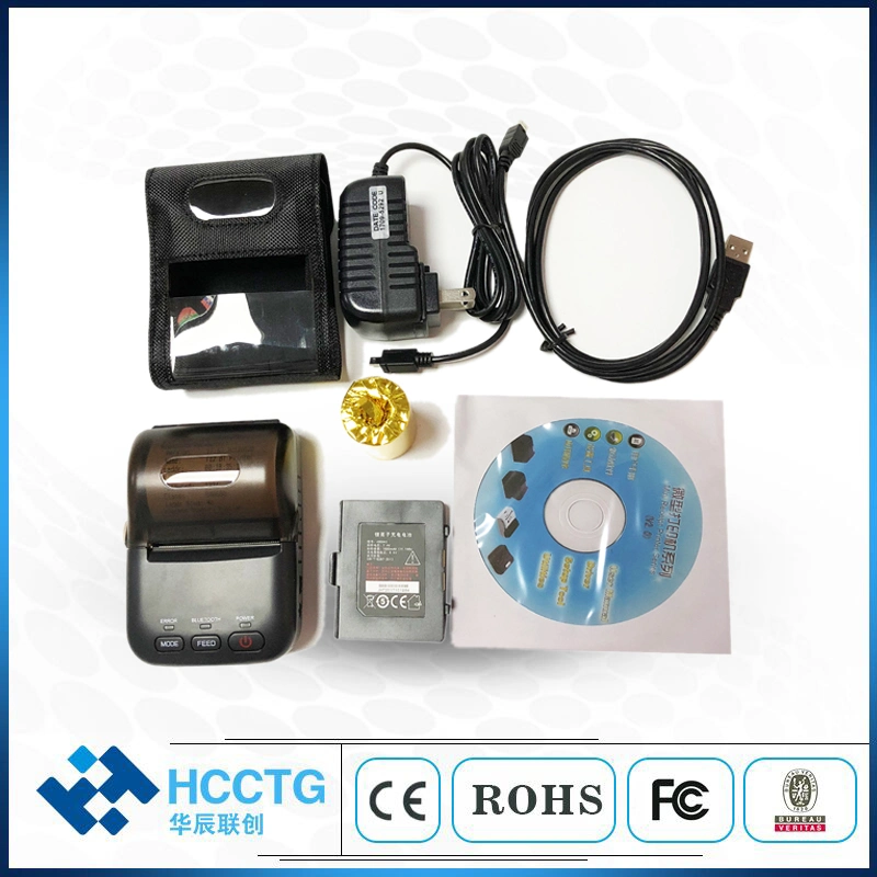 طابعة USB حرارية محمولة مقاس 58 مم بتقنية Bluetooth® مزودة بوحدة داخلية البطارية (HCC-T12)