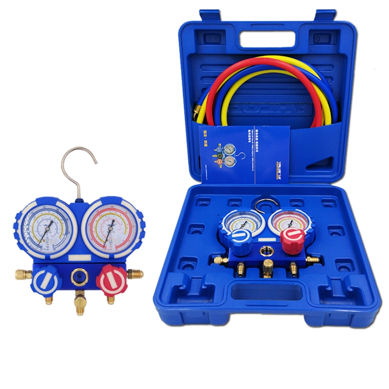 Diagnostic A/C Tool Kit R22 R134A R410A Refrigeration Brass Auto Service Manifold Gauge Set