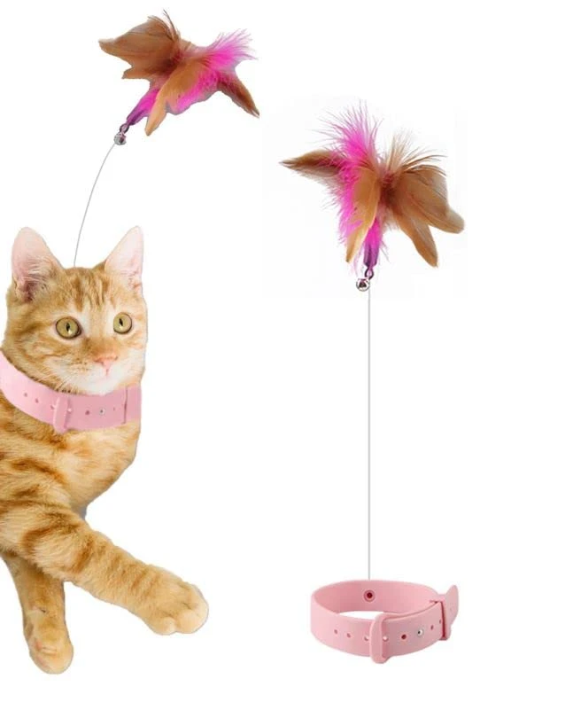 Katze Spielzeug Kragen Training Katze Stick Beißfeste Feder Katze Teaser Haustier Spielzeug Halsband