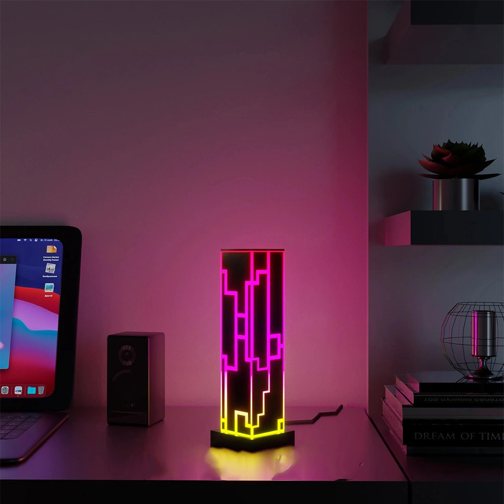 LED Mecha Colorful Gaming RGB Ambience Desktop Acrylic Cube Color Table Lamp Decorative Lamp