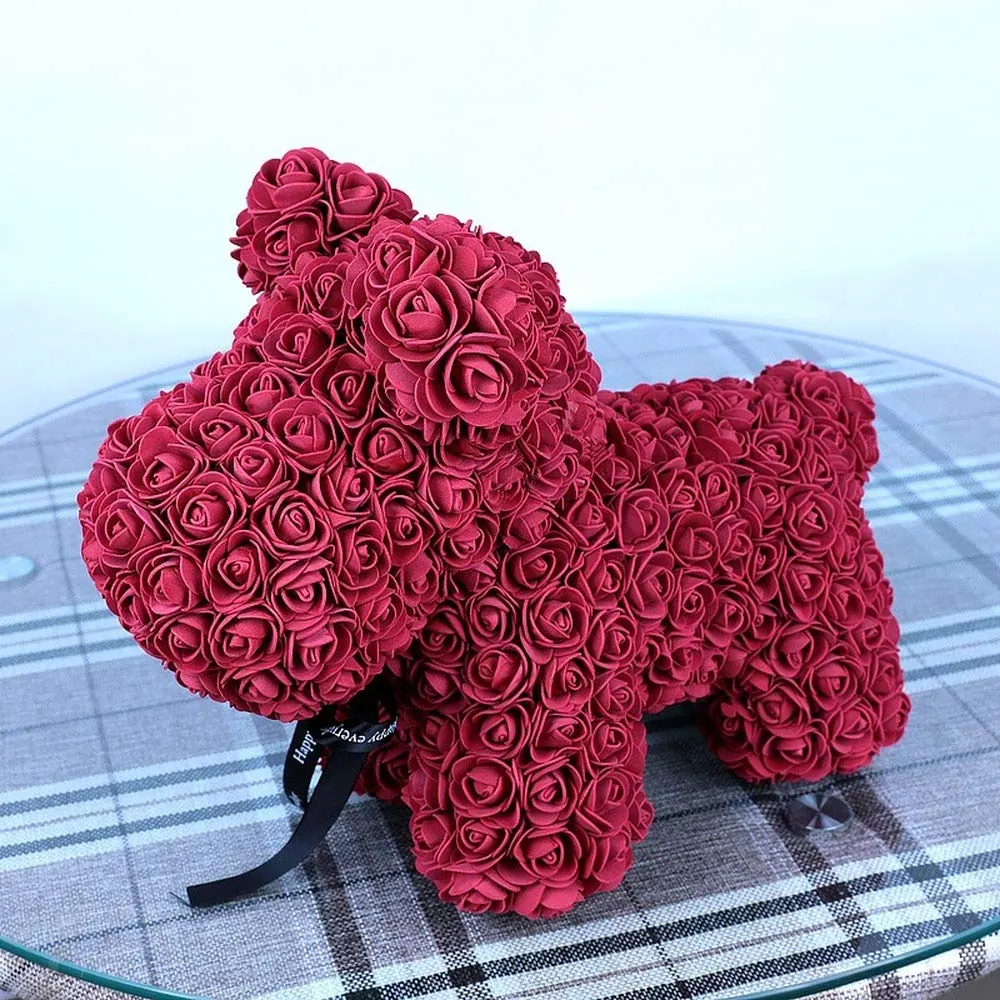 Factory Directly Supply Rose Dog Top Quality Foam Rose Bear for Valentine Day Birthday Gift