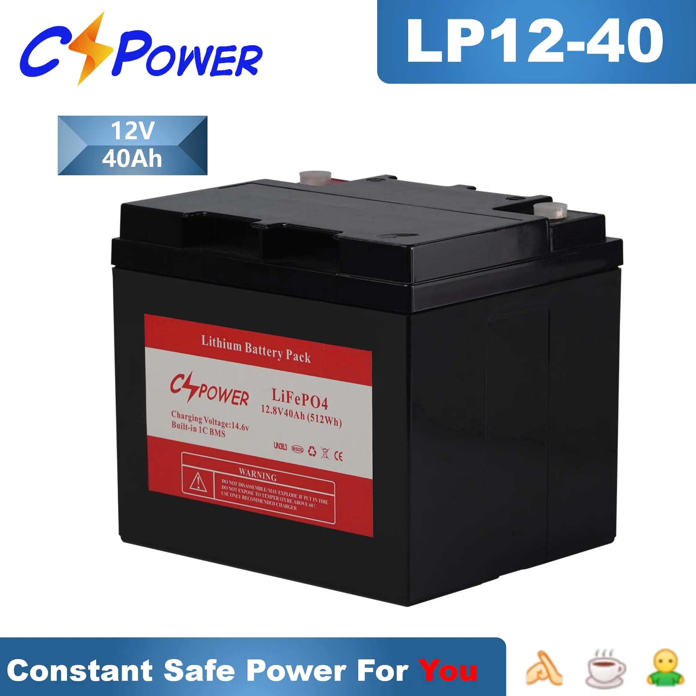 Cspower usine électrique à cycle profond LiFePO4 24V 20Ah/50 Ah/100Ah packs batterie Lithium-ion