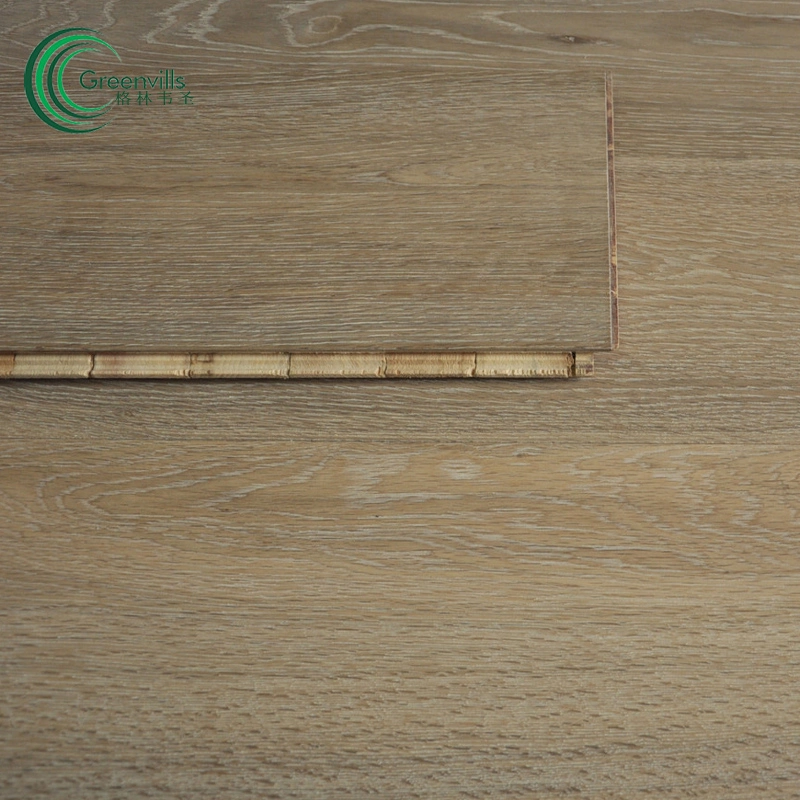 Oak Parquet Wire Brushed Smoked Wood Floor Click Locking Floating Hardwood Floor Solid Board