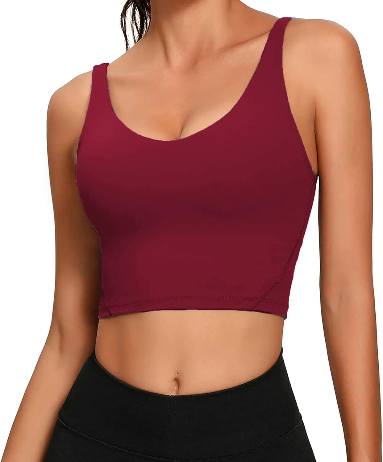 Premium Custom Damen Sport-Bh-Bekleidung Lang Geschnittenes Crop Tanktop Gepolsterte Workout Running Yoga Bekleidung Bekleidung Verfügbar Custom Design Logo Für Herstellerpreis