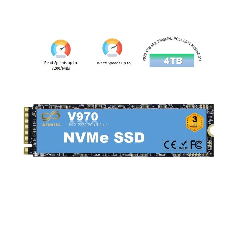 Solid State Disk 4tb M. 2 2280MHz Pcle4.0*4 Nvme SSD 7200MB/S Dealers SSD