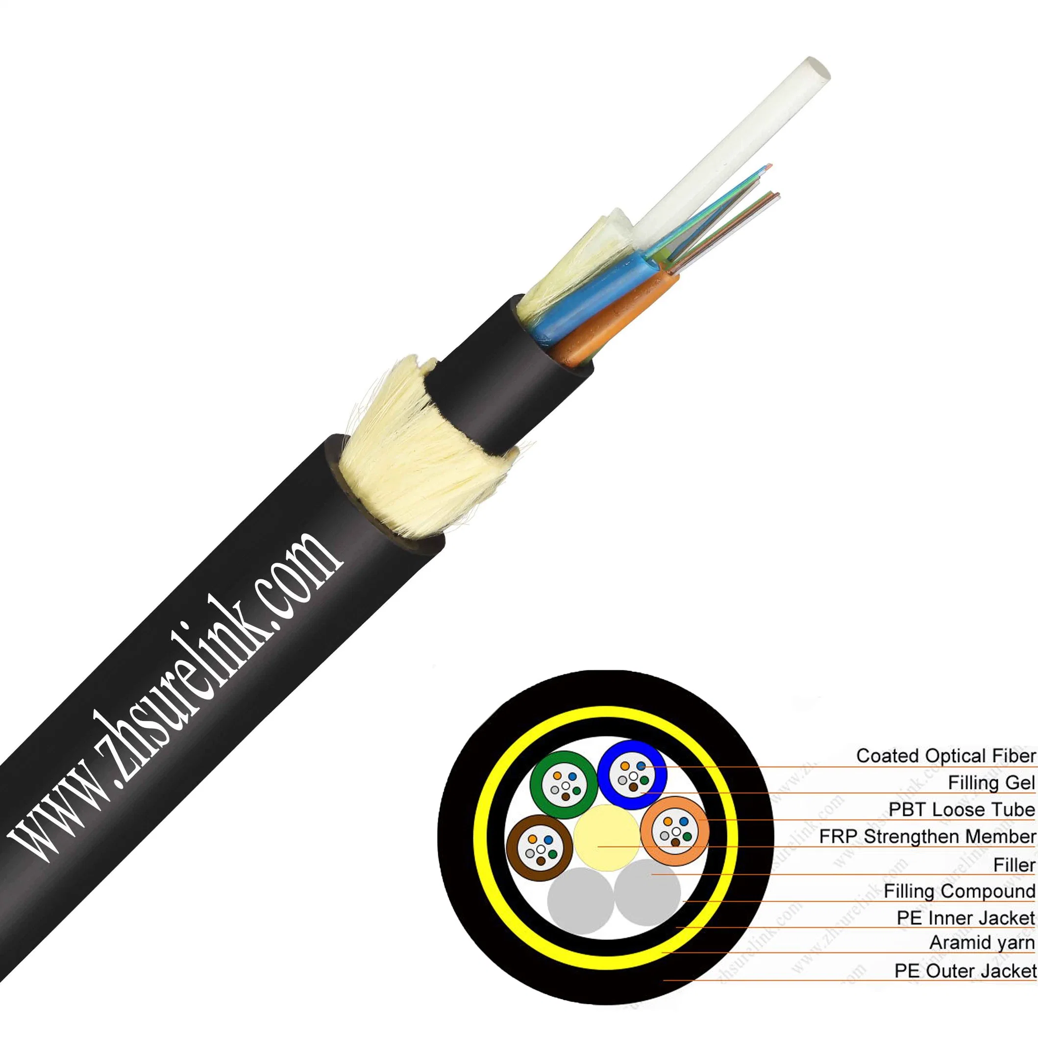 20 anos fábrica ADSS 24core 48core 96core 96core 144core todo o dielétrico Self Cabo de fibra óptica de suporte para cabo Mini ADSS