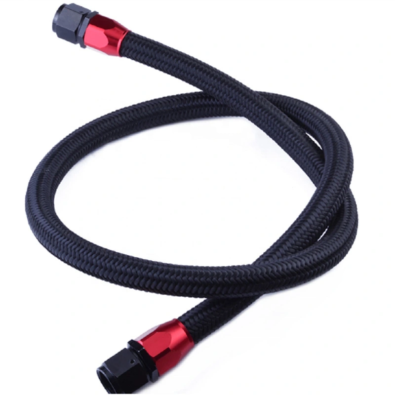 Auto Motorcycle Hose An8 Nylon Braided Fuel Hose Black Nylon Braided Oil Cooler Rubber Hose