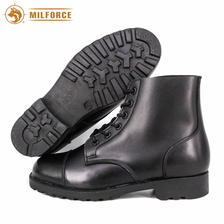 Suministro de fábrica de botas de cuero plena flor negro Stab-Resistant tobillo botas militares