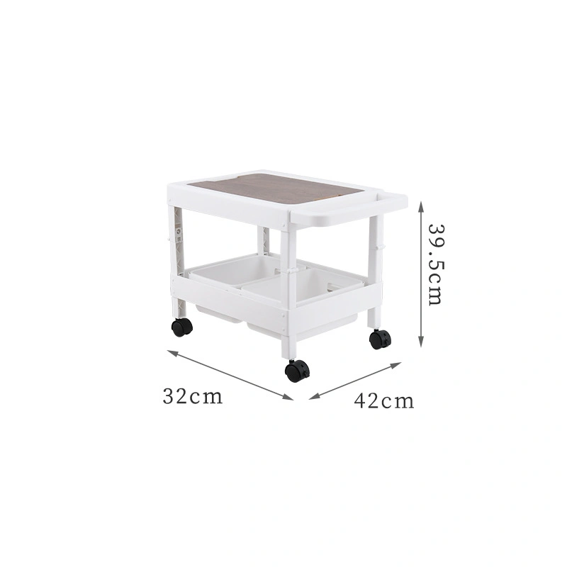 Multi-Tiers Folding Plastic Rolling Storage Cart for Outdoor Barbecue with Wooden Lids