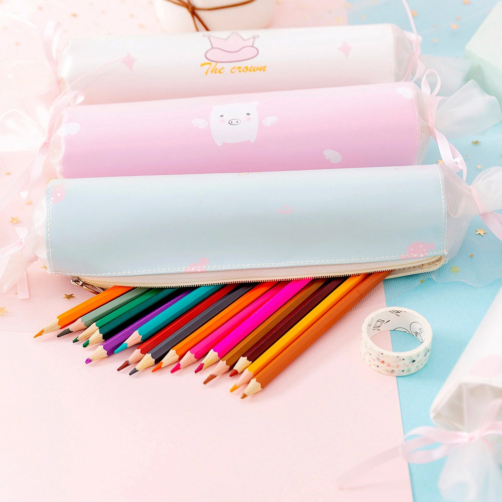 New Product Korean Small Fresh Creative Candy Pencil Case Cute Girl Heart Pencil Round Student Stationery Bag