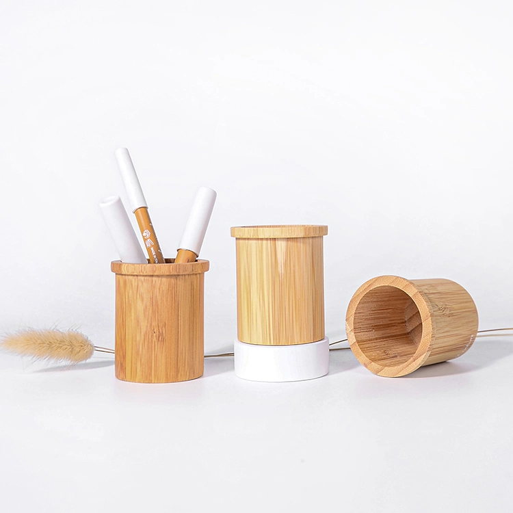 Factory Bamboo Storage Boxes Wooden Containers Handmade Organizer Cosmetic Jars Makeup Cans