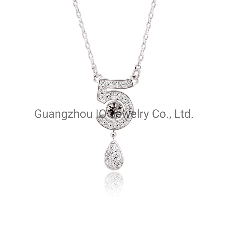 Number 1 to 9 Letter Design Charm Necklace Diamond Jewelry