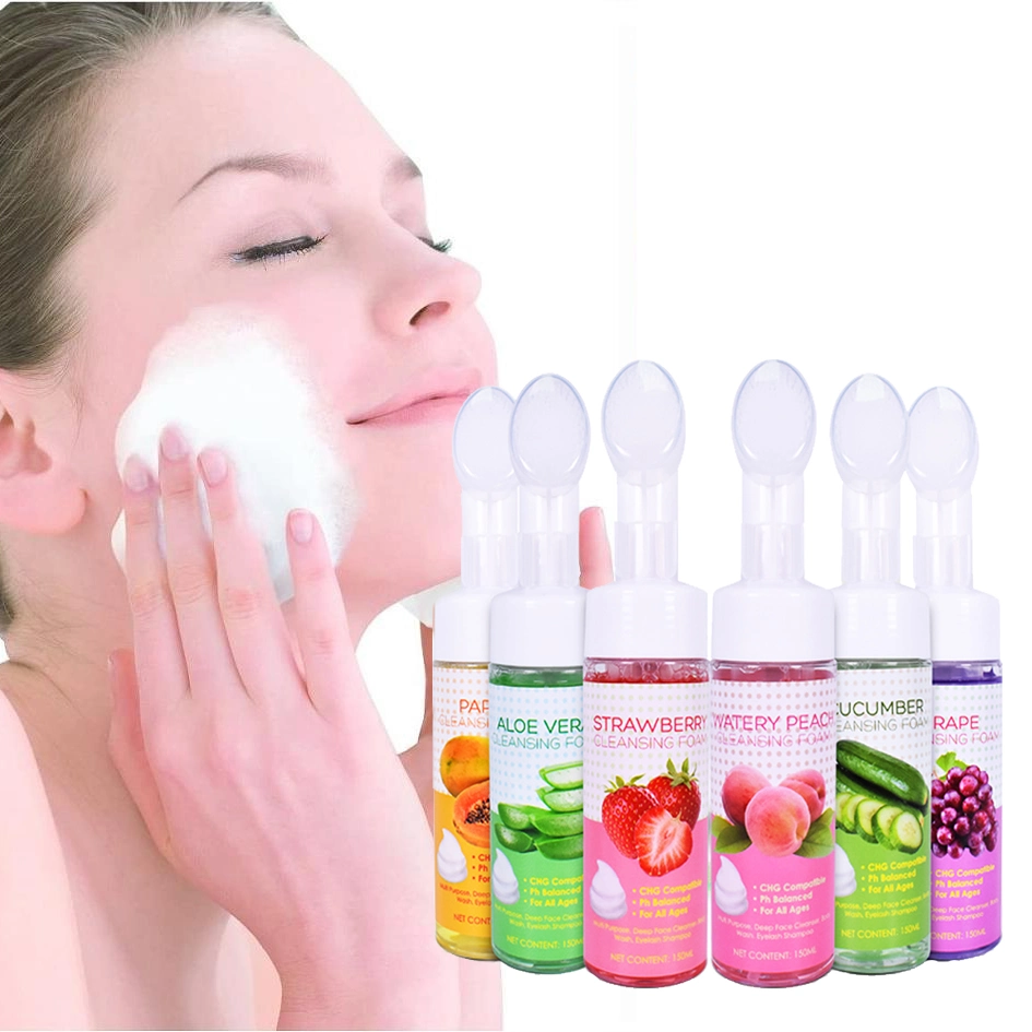 Facial Cleanser Silicone-Free Strawberry Deep Cleansing Pore Shrinking Peach Foam for Face Wash