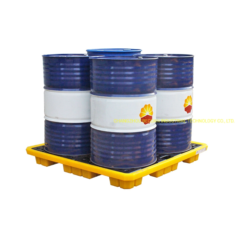 4 Drums Heavy Duty Oil Chemical Anti-Spill Detachable Plastic Pallet with Factory Price for Sale