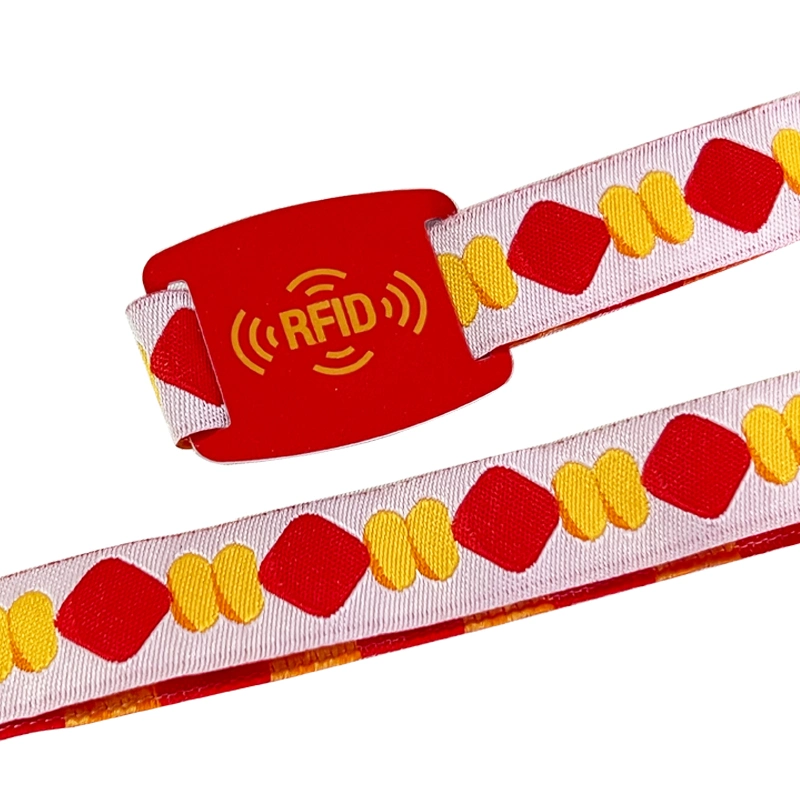 Custom Printed RFID Woven Fabric Wristband for for Access Control for Gift