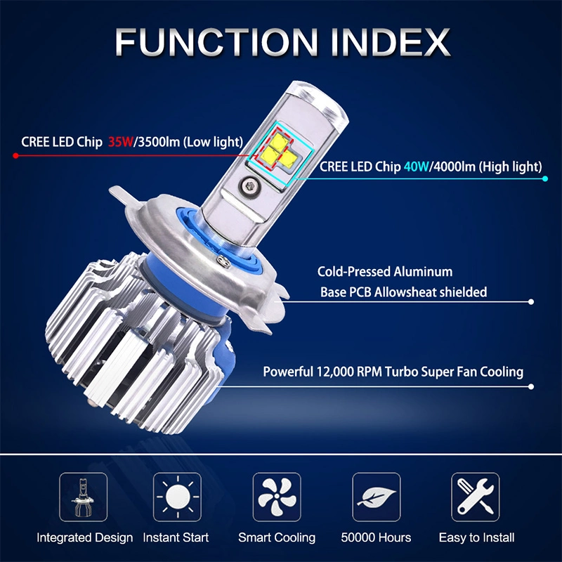 Superhelle T1 LED Scheinwerfer 8000lm USA Chips LED Scheinwerfer H4 H7 9004 9005 H16 880 881 AUTO-LED