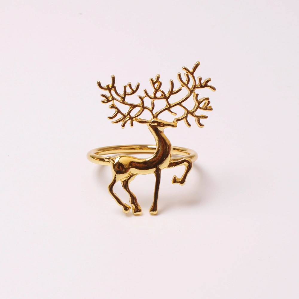 Christmas Reindeer Design Gold and Silver Plated Napkin Ring