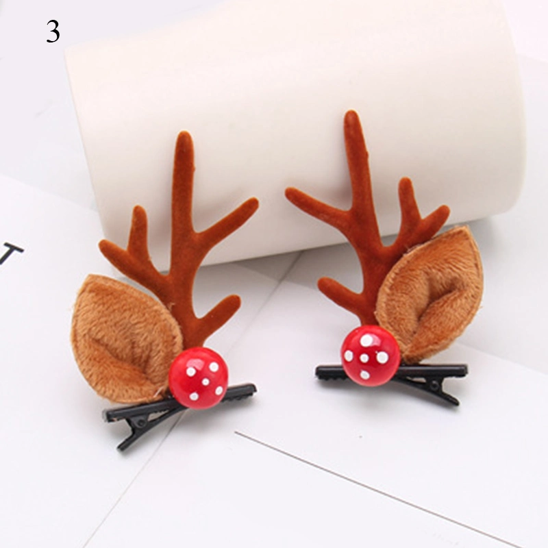 Cute Deer Ear Hair Pins Christmas Barrettes Flower Hair Decoration Beautiful Deer Antlers Hair Clips Kids Hair Accessories