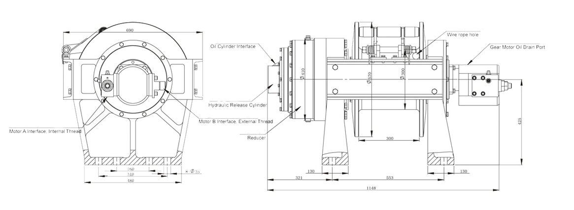 Hydraulic Winch for Oilfield/Mining/Construction Use 27 Tons