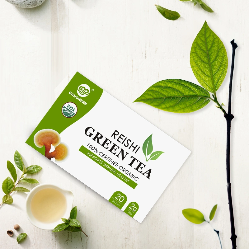 Chinese Ganoderma Green Tea Bags with Reishi Mushroom Extract