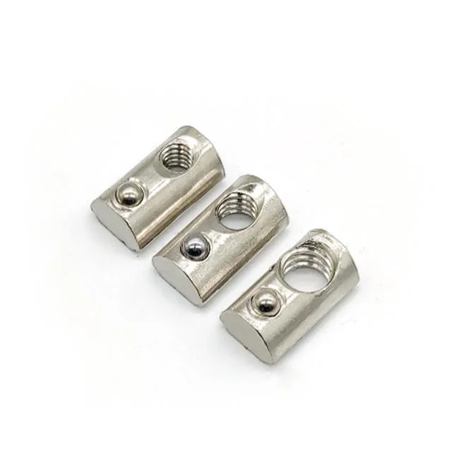 Steel Zinc M4/M5/ M6/M8 Thread Square Base T Nuts 10 Slot Slide in T-Slot Nuts with Ball Spring