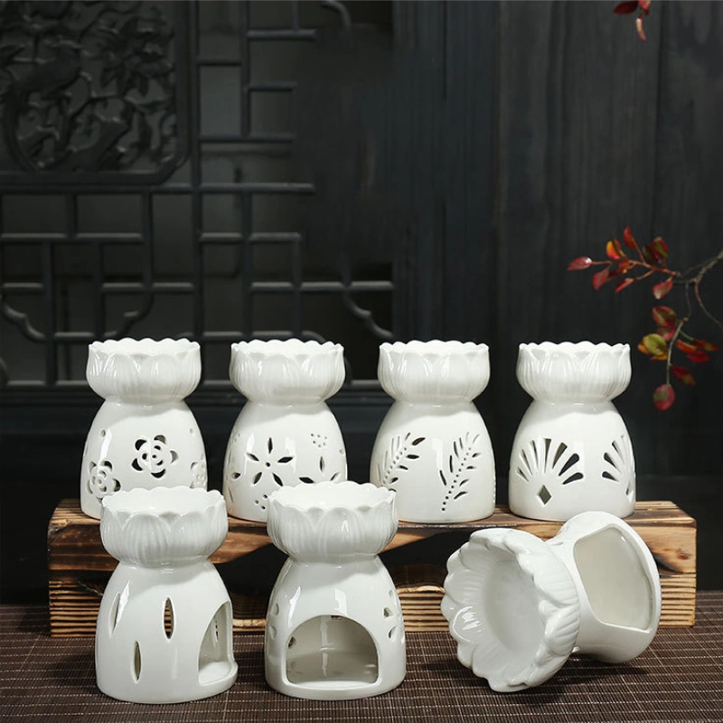 Ceramic Aroma Burner Essential Oil Lamp Hollowing Candle Holder Incense Censer Aromatherapy Furnace Candlestick New