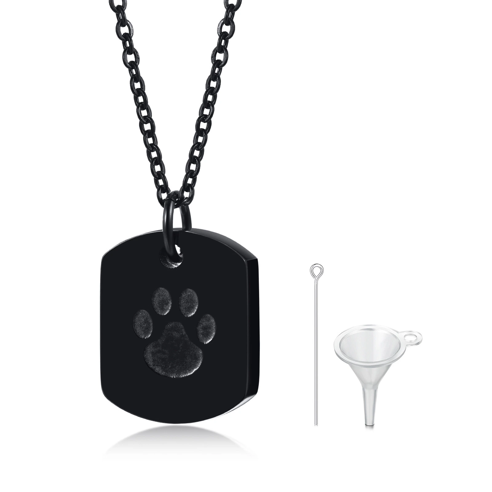 Stainless Steel Dog Paw Urn Can Be Opened Pendant Black Men's Necklace Twist Open Metal Accessories