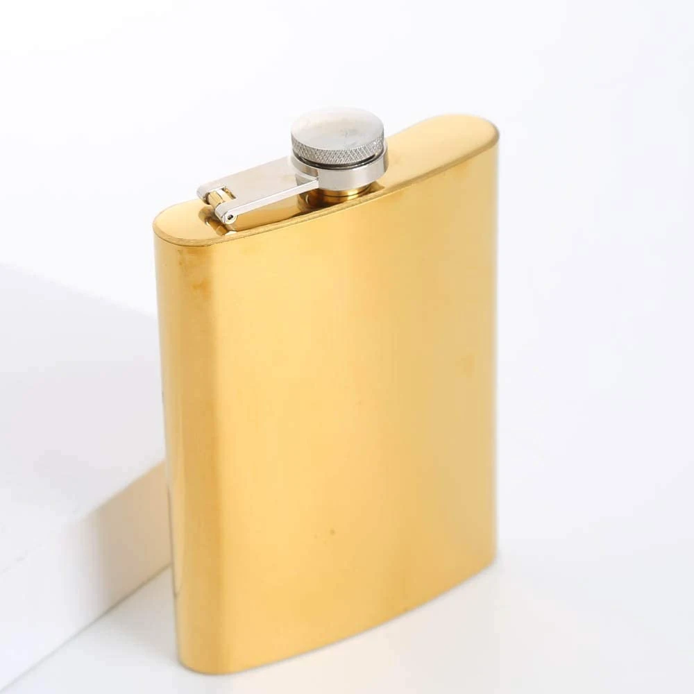 8 Oz Gold Copper Stainless Steel Hip Flask