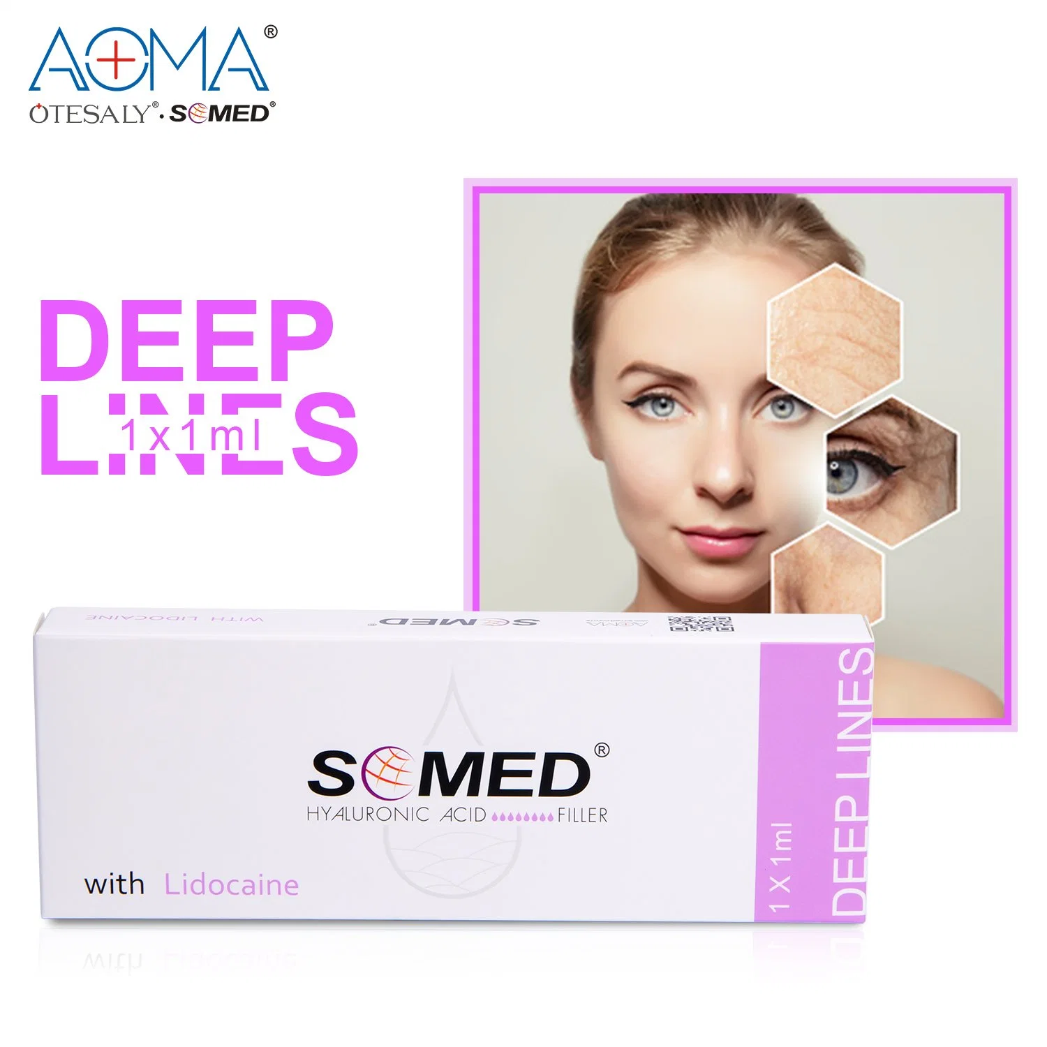 Somed Meilleur Remplisseur Dermal Injectable à l'Acide Hyaluronique Réticulé Croisé avec Lido pour les Lèvres