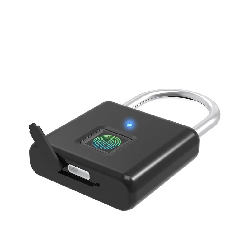 Negro y Sliver Biometric Intelligent equipaje huellas digitales Smart Padlock