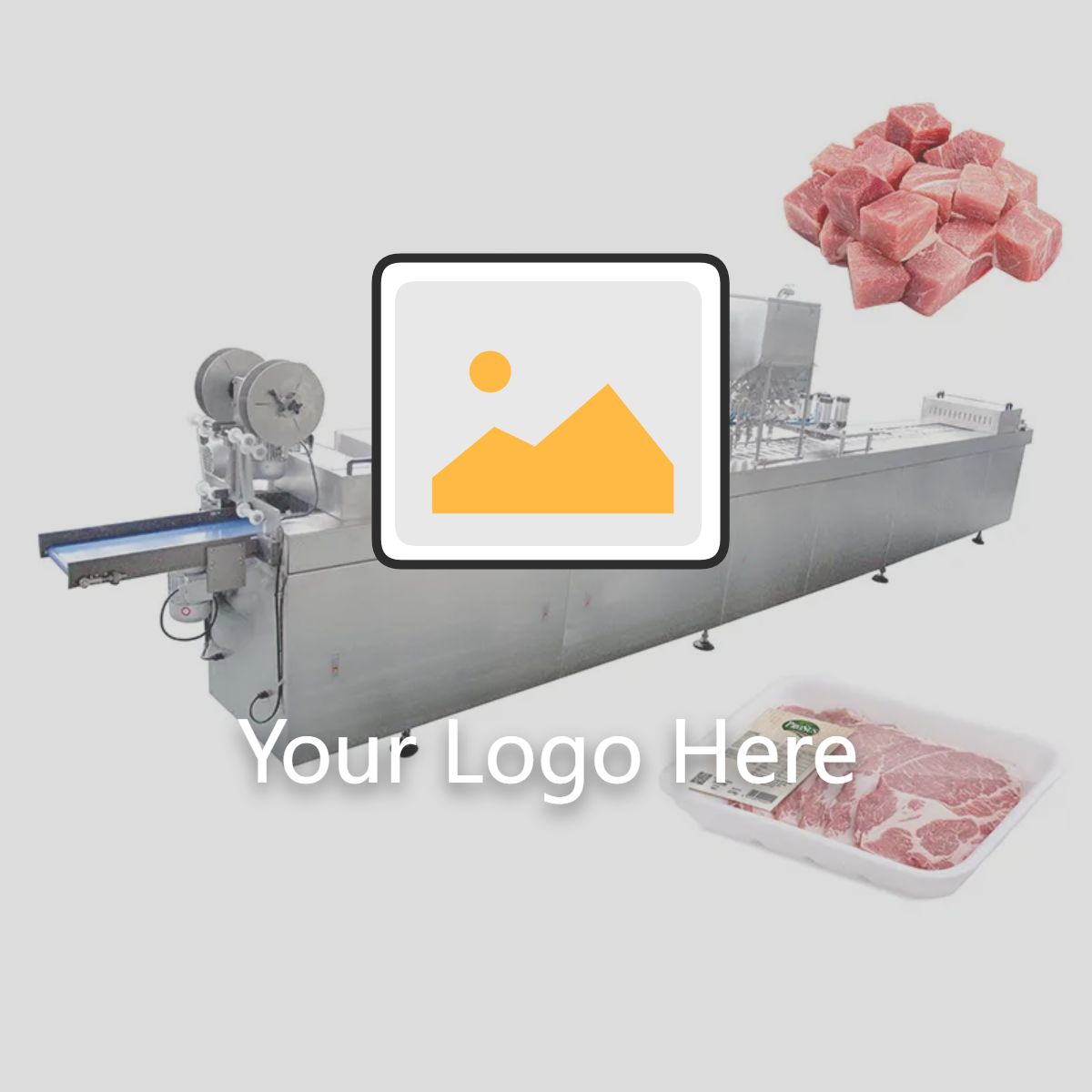 Tray Frozen Food Automatic Sealing Equipment Pork Beef Stretch Film Vacuum Packaging Machine