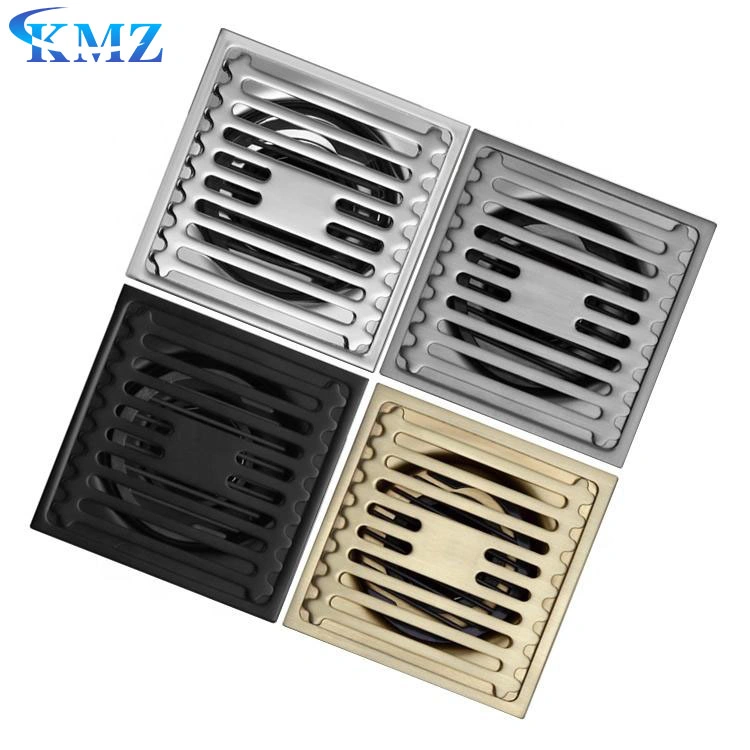 Bathroom Toilet Odorless Strainer Grate 4 Inch SUS304 Stainless Steel Square Water Shower Drain Black Floor Drain