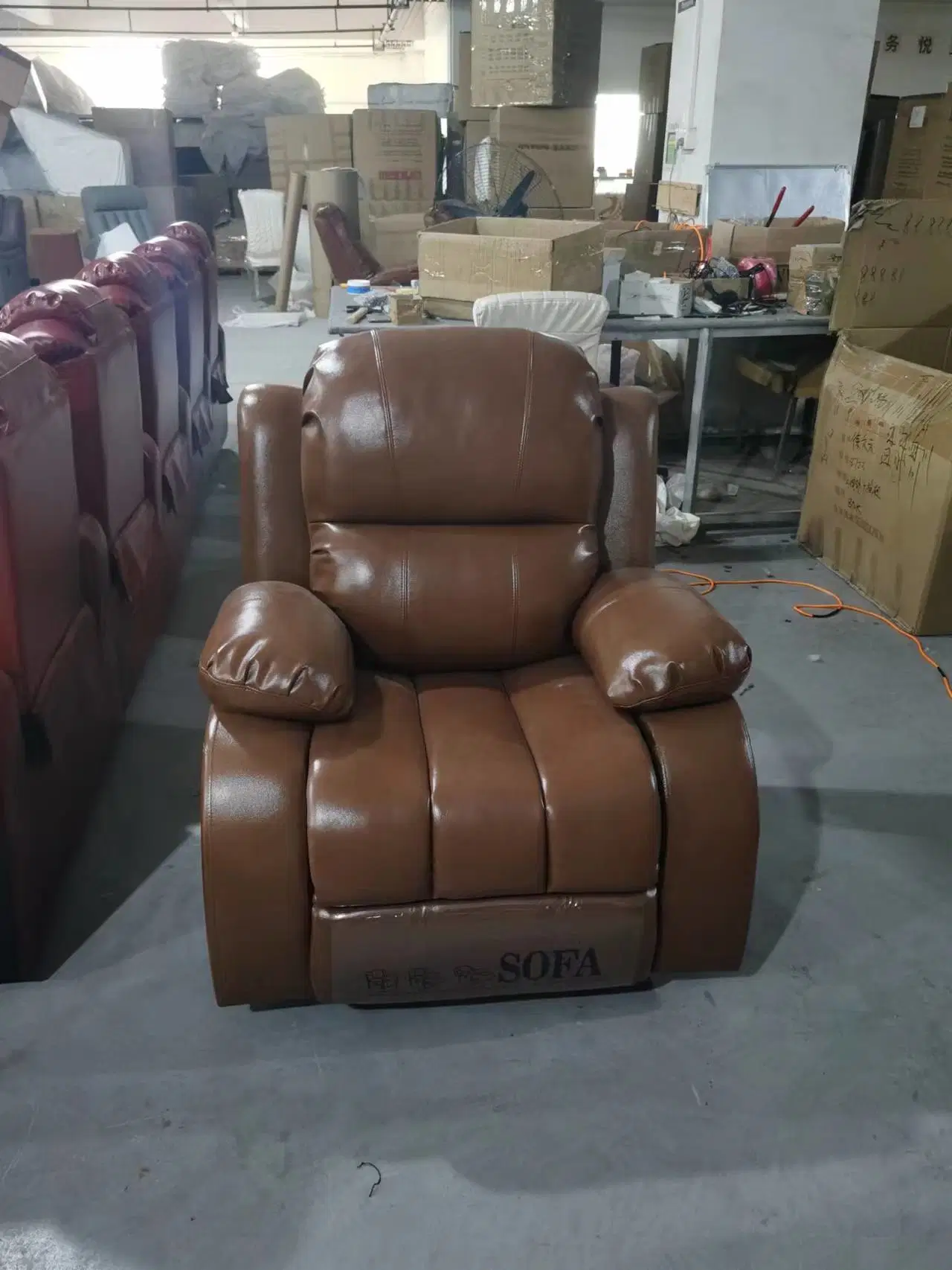 Home Furniture Royal Half Genuine Leather Recliner Sofa, Recliner Single Fabric Sofa