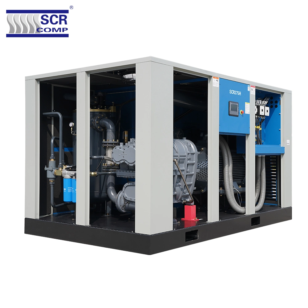 (SCR375H Series) 2019 Hot Sale Japanese Technology Screw Air Compressor Two Stage Compressor Twin Stage Direct Driven Air Cooling Energy Saving Compressor