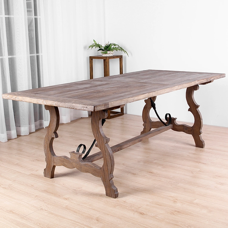 Kvj-6208 Antique Garden Dining Table Solid Wood Dining Table