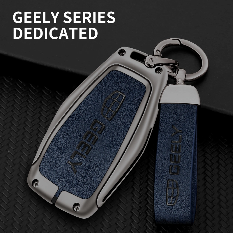 Remote Box Protective Zinc Alloy TPU Holder Car Key Leather Case for Geely